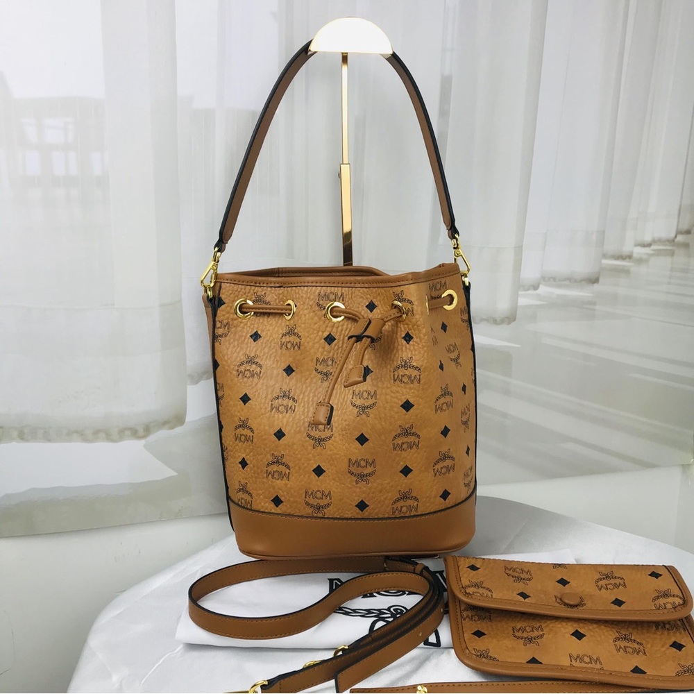 MCM Cognac Monogram Shoulder Bag